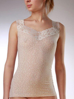 Женская майка с кружевными бретелями и леопардовым принтом (Размер: XL) (Цвет: сиреневый)