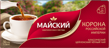 Майский Чай чёрный "Корона Российской Империи", 25×2 г