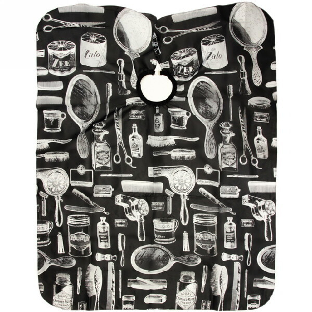 Пеньюар парикмахерский, цвет черный, с рисунком, 110*140см