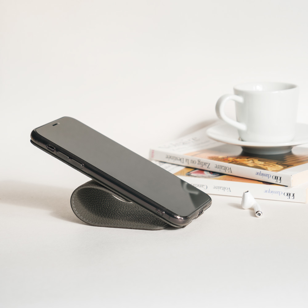 Чехол для iPhone X/XS из натуральной кожи теленка, серого цвета