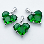 Подвеска Сердце, цвет серебро+изумрудный, размер 14*14 мм, цена за 1 шт