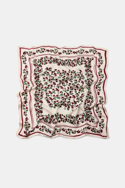 ZARA ПЛАТОК З 100% ВИСКОЗЫ С ЦВЕТОЧНЫМ ПРИНТОМ, ЭКРЮ