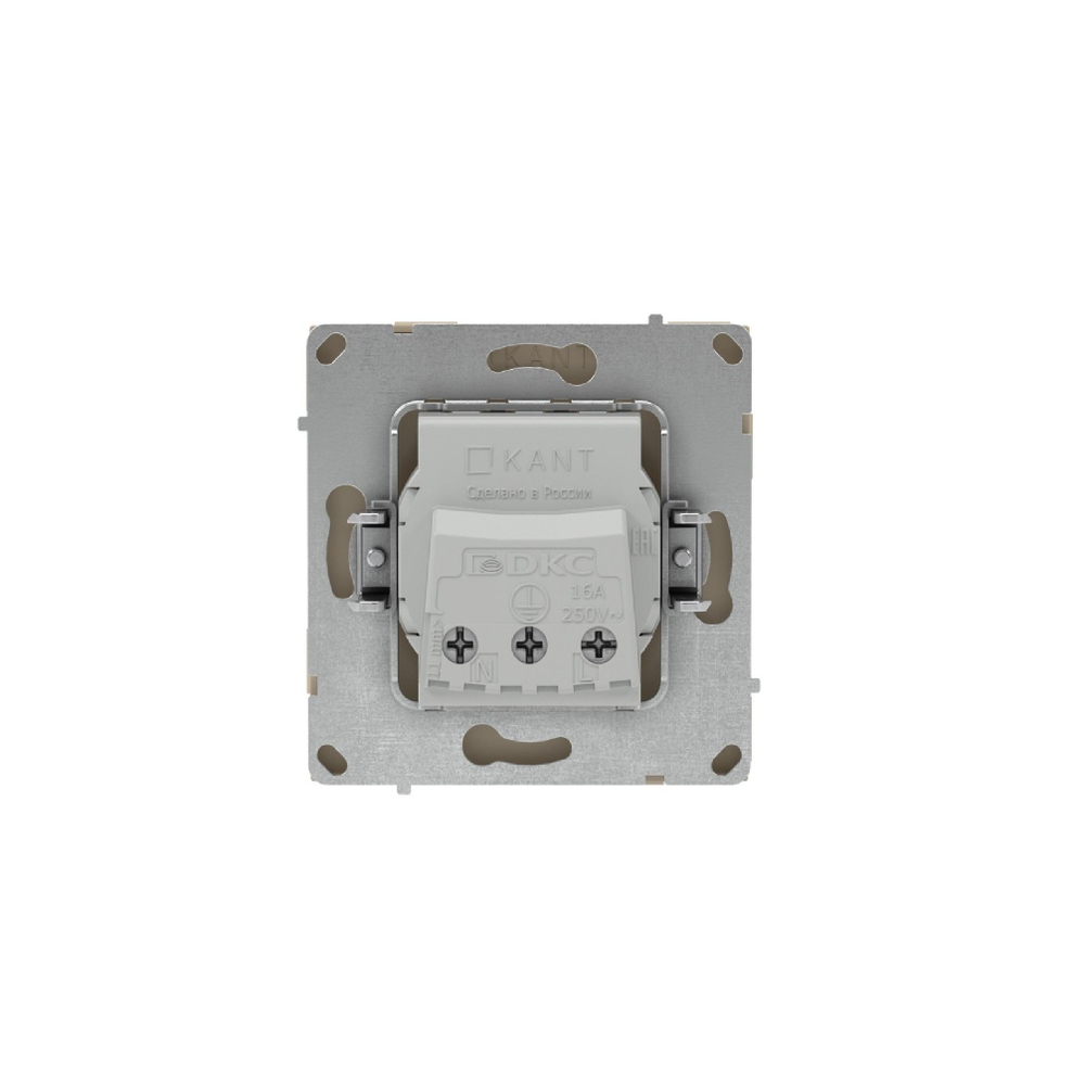 Розетка силовая, 2P+E, с з/ш, KANT, ванильный марципан