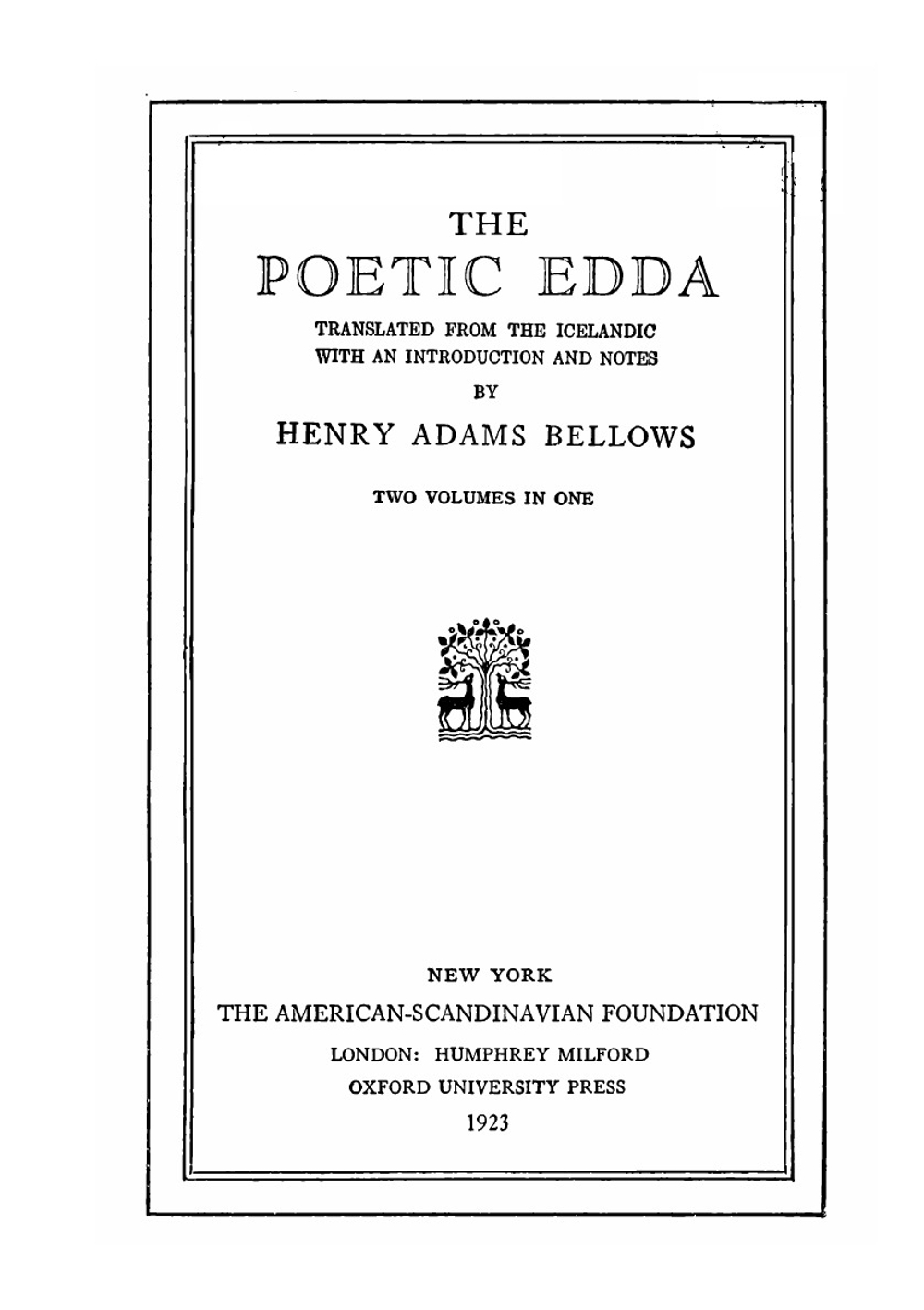 The Poetic Edda | Henry Adams Bellows