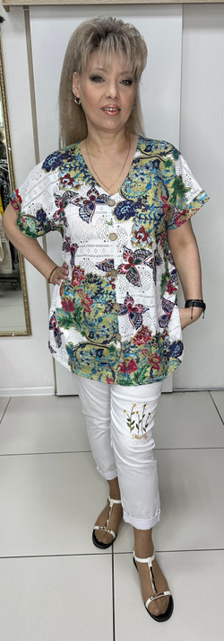 Блузон-туника с принтом из бабочек