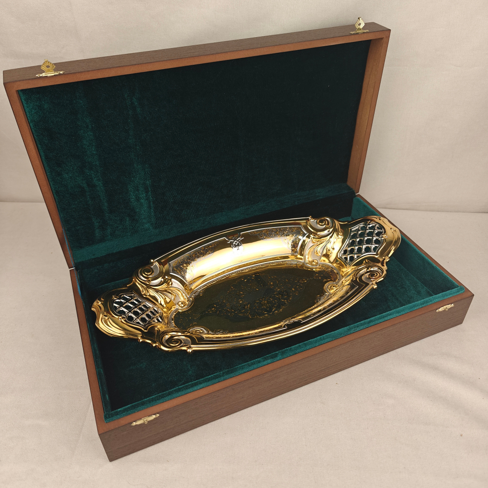 Конфетница/Фруктовница "Золотая сказка" златоустовская гравюра