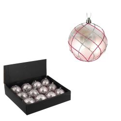 GAEM Набор из 12шт Украшение новогоднее Шар "Алмазная сетка", D 8 см, L35 W27 H9 см