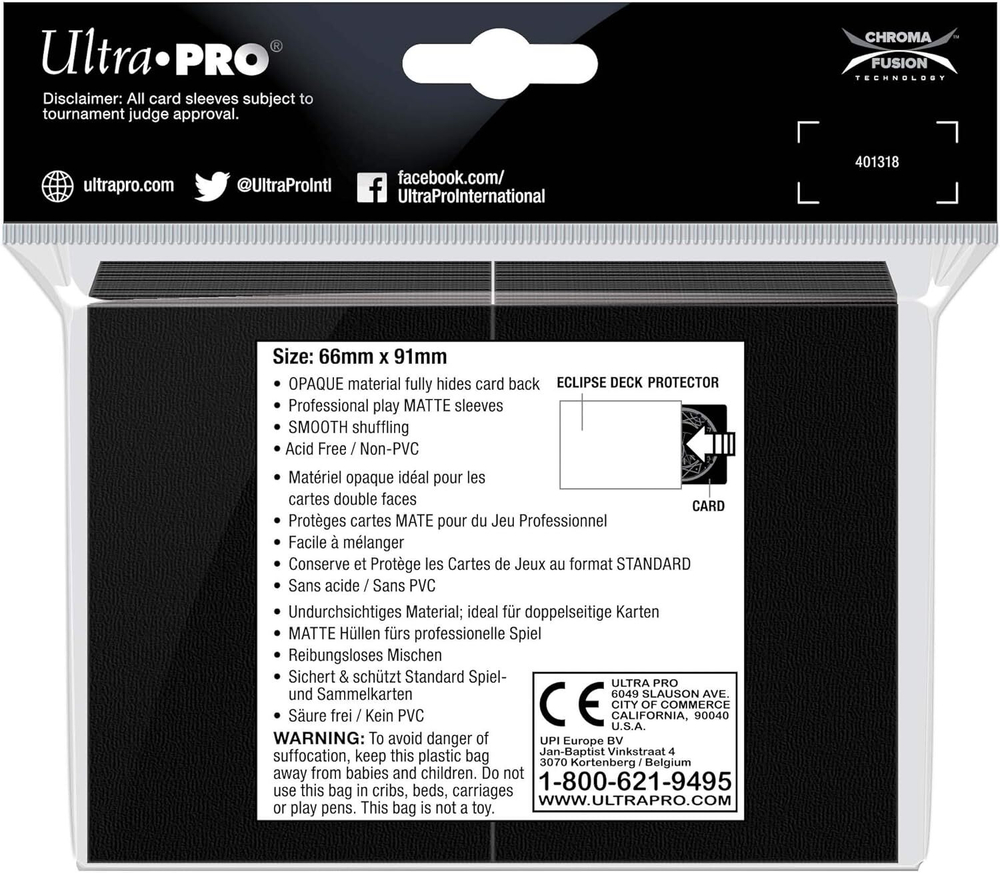 Ultra Pro Eclipse Matte Standard Sleeves: Jet Black (100 Sleeves)