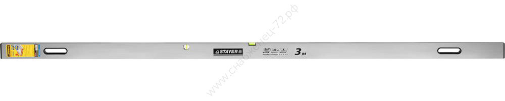 STAYER GRAND 3 м, точность 1 мм/м, 2 глазка, Правило с уровнем и ручками, (10752-3.0)