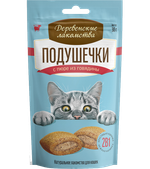 Деревенские лакомства Для кошек Подушечки с пюре из говядины 30гр.