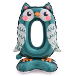 Шар Фольгированный Цифра 0 Зоопарк Сова на подставке (Ассорти)