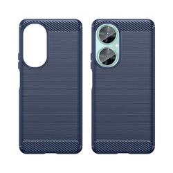 Мягкий чехол синего цвета для Huawei Nova 11i, серия Carbon (дизайн в стиле карбон) от Caseport