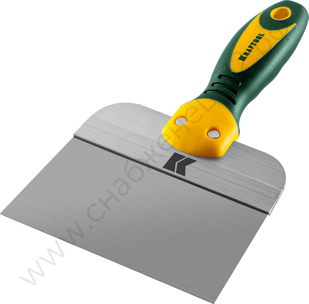 KRAFTOOL 150 мм, широкое полотно алюминиевая направляющая двухкомпонентная ручка, нержавеющий, Фасадный шпатель (10036-150)