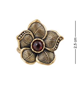 AM-3730 Кольцо «Цветок Фиалка» (латунь, янтарь)