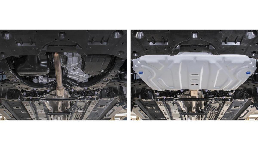 Защита картера и КПП Rival (увеличенная) для Lexus ES VII (V - 2.0; 2.5; 3.5) 2018-2021 2021-н.в./Toyota Camry XV70 (V - 2.0; 2.5; 3.5) 2018-2021 2021-н.в., штампованная, алюминий 3 мм, с крепежом, 333.9518.2