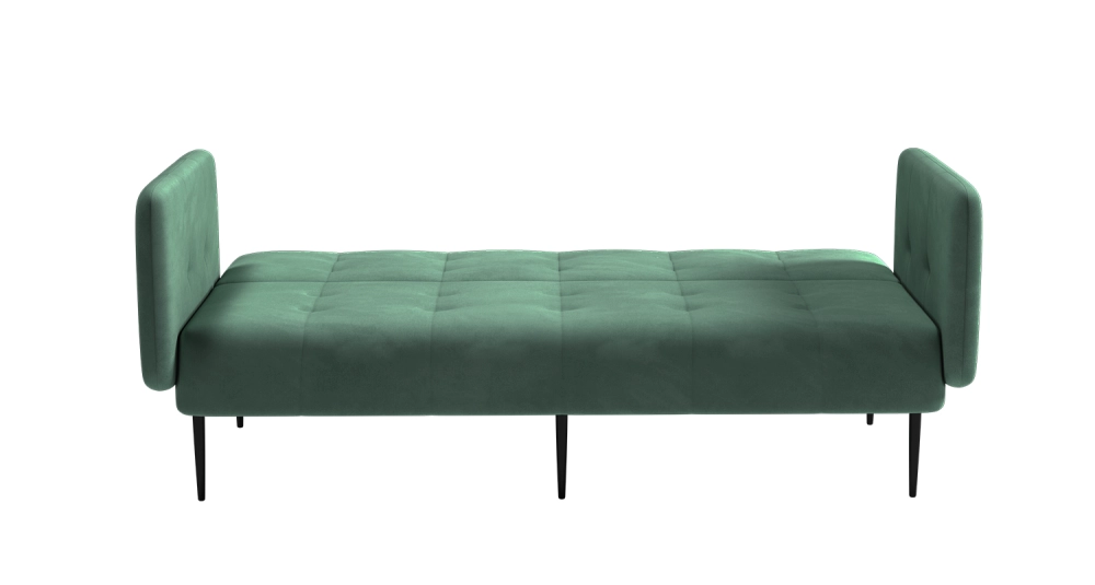 Monaco диван-кровать прямой с подлокотниками, трехместный, бархат зеленый 19