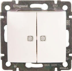 77 4428 Выключатель 2 клавишный с подсветкой белый