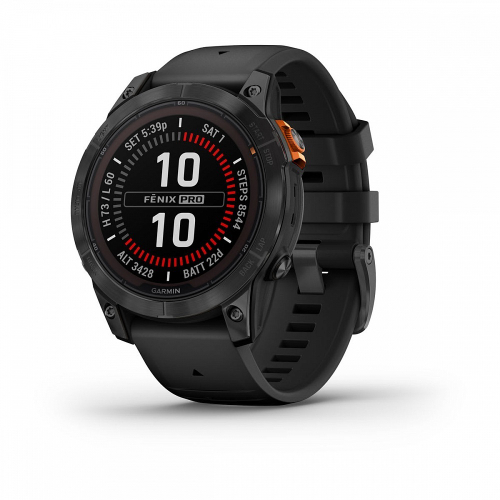 Умные часы Garmin Fenix 7 Pro Solar Edition серый с черным ремешком