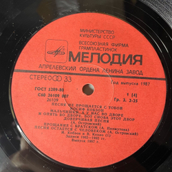 Винтажная виниловая пластинка LP Иосиф Кобзон Песня Не Прощается С Тобой (СССР 1987)