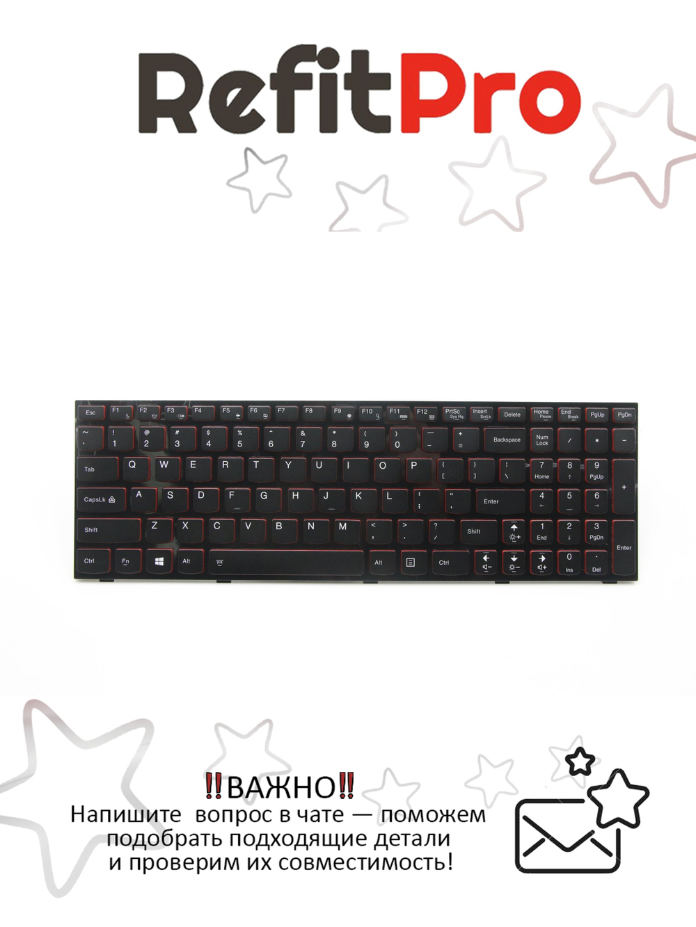 Клавиатура для Ноутбука Lenovo Y500 анлийская, черная (25205474), оригинал