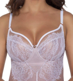 Элегантное боди из сетки и кружева с ресничками (Размер: 80H) (Цвет: белый)