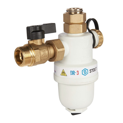 Грязеуловитель STOUT DR-3 - 3/4" (ВР-ВР, PN3, Tmax 90°C, с шаровым краном, с магнитной вставкой)