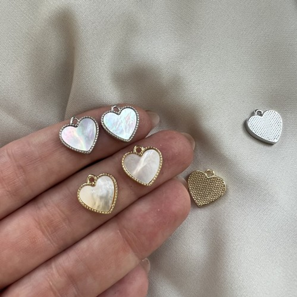 4233-p Подвеска "Сердце" 12*13 с перламутром, родий