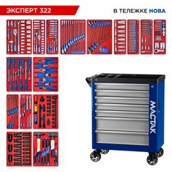 МАСТАК (50-07322B) Набор инструментов 323 предмета, "ЭКСПЕРТ 322", в синей тележке
