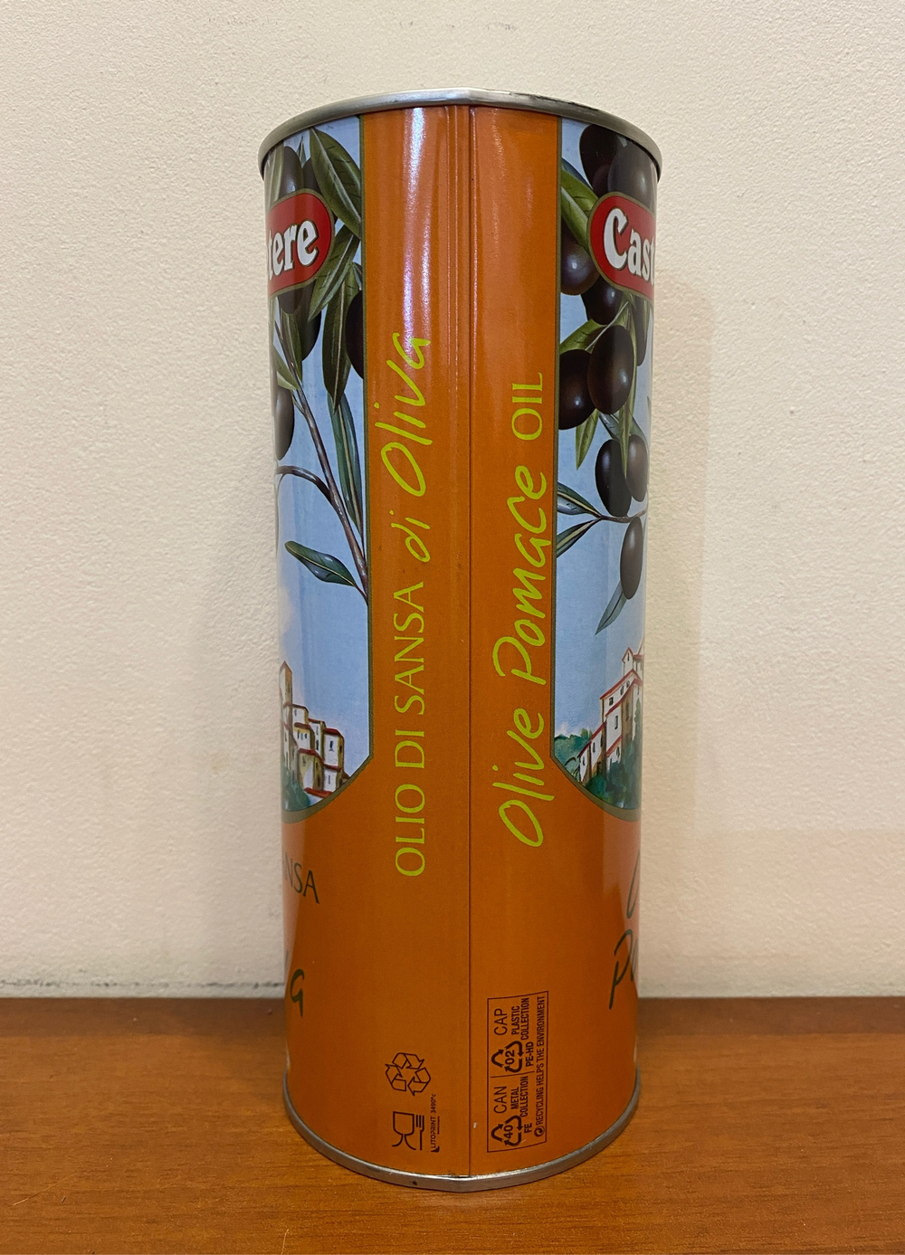 Оливковое масло CASTELVETERE Для жарки (Pomace) Рафинированное в жестяной банке-канистре 1 литр Италия