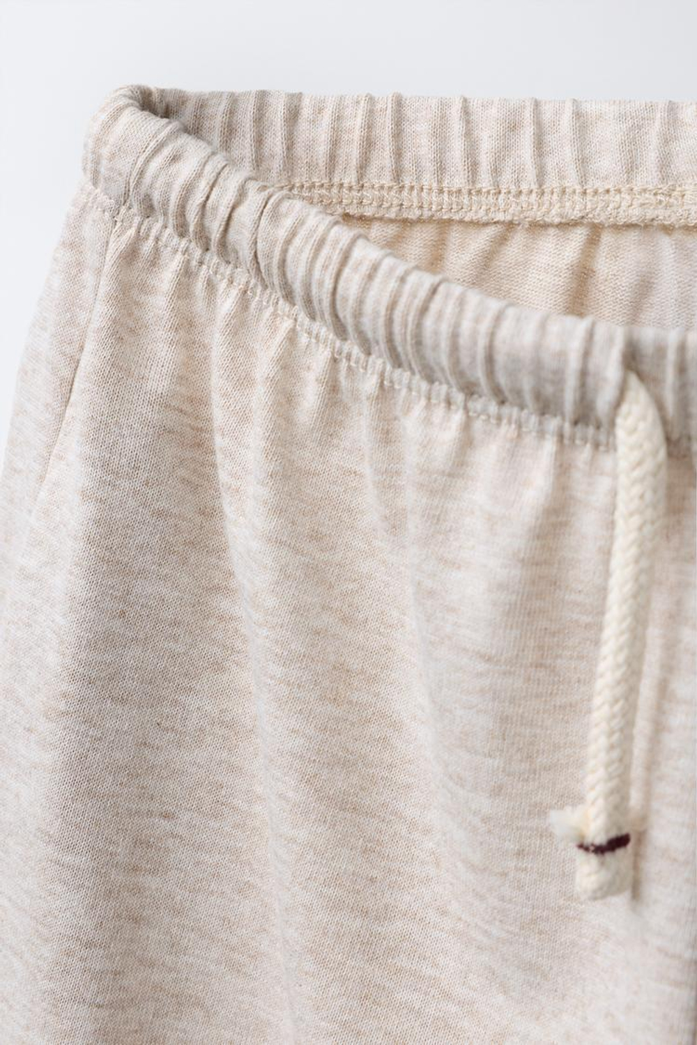 ZARA БРЮКИ WIDE LEG ИЗ ПЛОТНОЙ МЯГКОЙ ТКАНИ С ВЫШИВКОЙ, ПЕСОЧНЫЙ МЕЛАНЖ