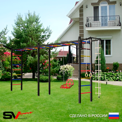 Уличная шведская стенка Sv Sport рукоход х 2 У53811 (Турник/Со спинкой/Кронш бокс/Канат/кольца/лестница)