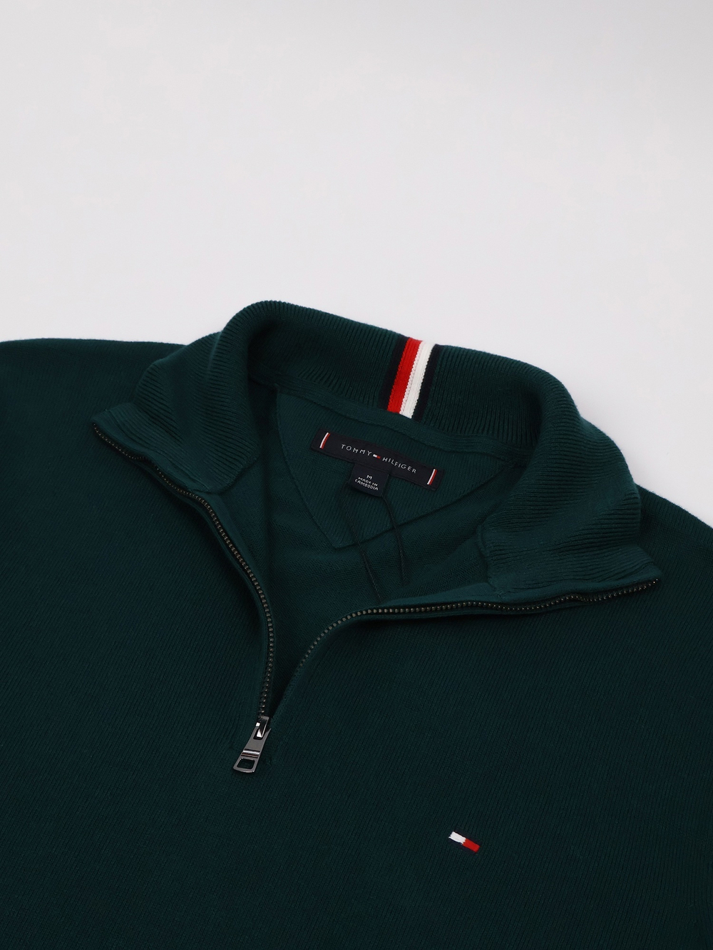 Свитер Tommy Hilfiger Solid Logo Quater-Zip Cypress Green