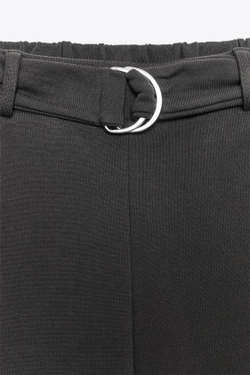 ZARA БРЮКИ В СТИЛЕ РУСТИК С РЕМНЕМ, УГОЛЬНЫЙ