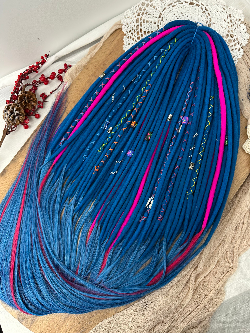 «Джинкс из Аркейн» войлочные дреды с удлинением из термоволокна 115см