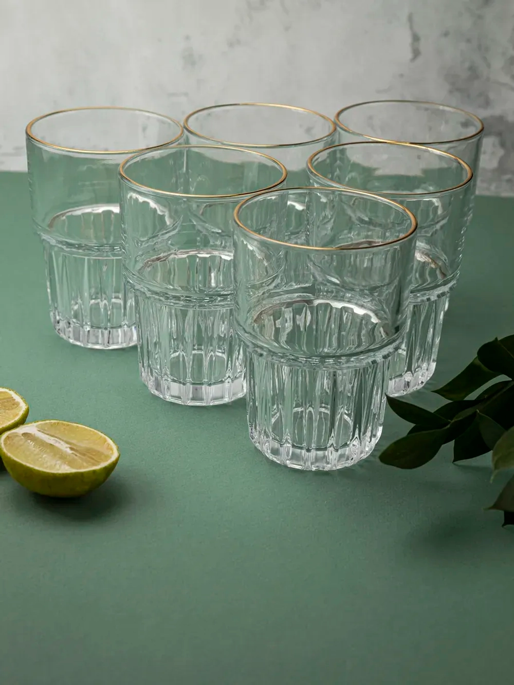 Набор универсальных бокалов, 340 мл. 6 шт. золотая кайма