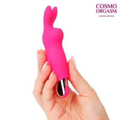 Розовый вибромассажёр в форме зайчика - 12,5 см. (Цвет: розовый)
