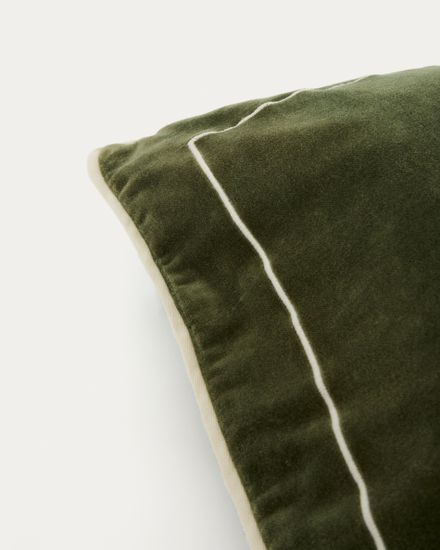 Чехол на подушку Tivani из зеленого бархата с вышивкой 45 x 45 см
