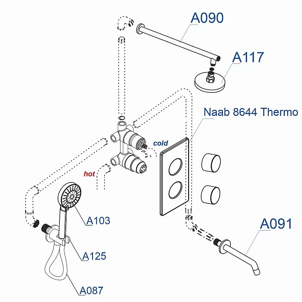 Душевая система WasserKRAFT A178644 Thermo хром