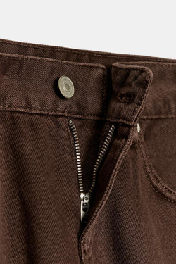 ZARA ДЖИНСЫ TRF WIDE-LEG С НИЗКОЙ ПОСАДКОЙ, ШОКОЛАДНЫЙ