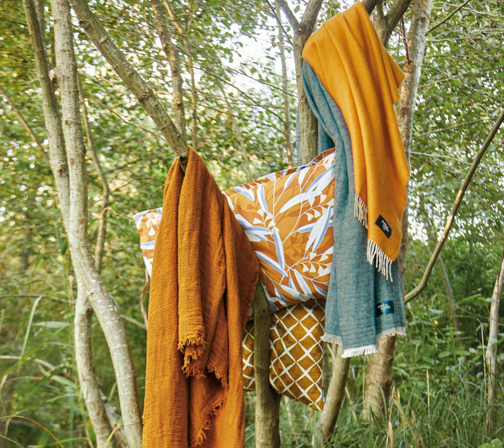 Постельное белье 2 спальное евро Blanc des Vosges Botanico Ochre Франция