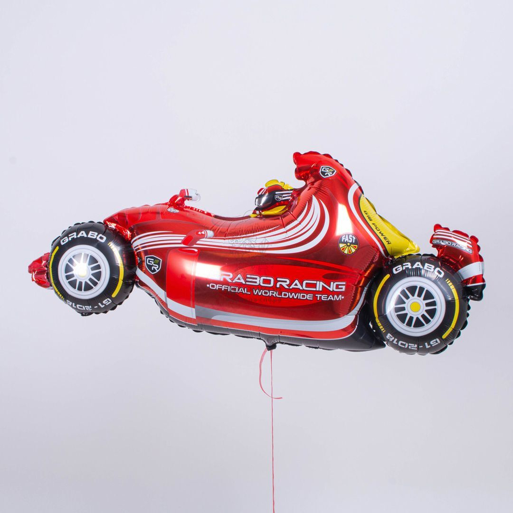 Шар (49""/124 см) Фигура, Гоночный автомобиль, Красный, 1 шт. Г15