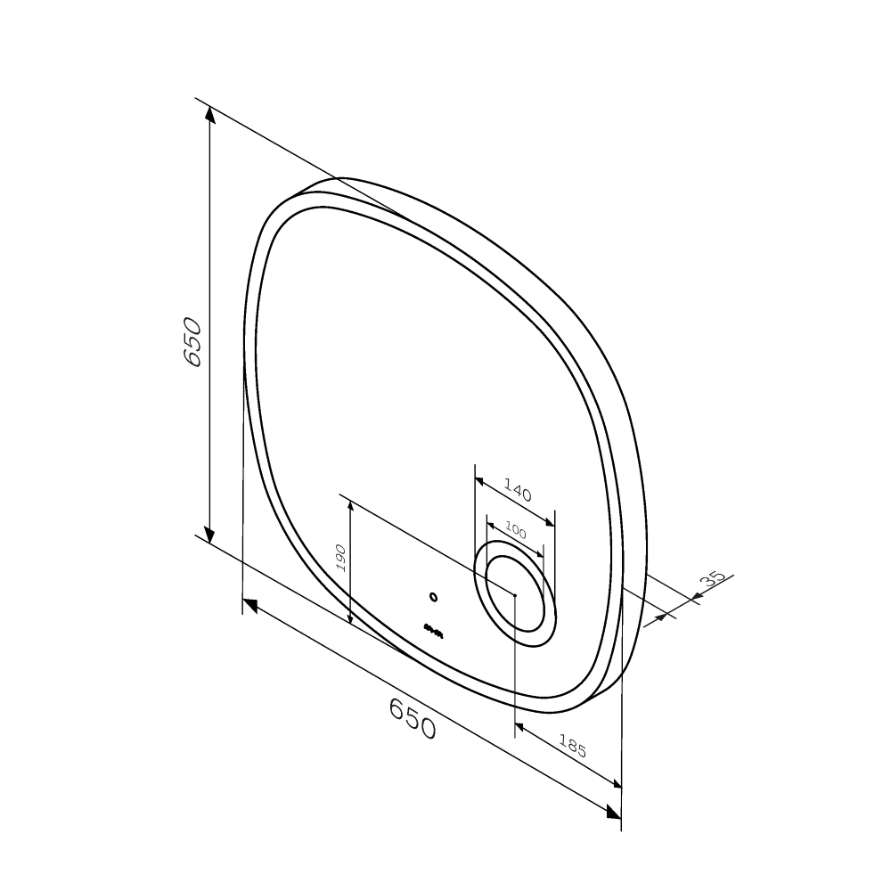 Зеркало с контурной LED-подсветкой, ИК сенсором и косметическим зеркалом, 65 см AM.PM Func M8FMOX0653SA