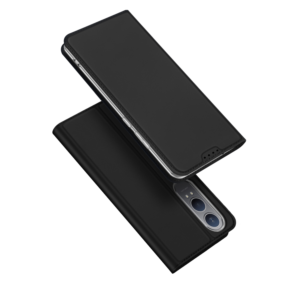 Чехол книжка из PU кожи черного цвета от Dux Ducis для смартфона OnePlus Nord CE 4 Lite и OPPO K12x, серия Skin Pro Series Case