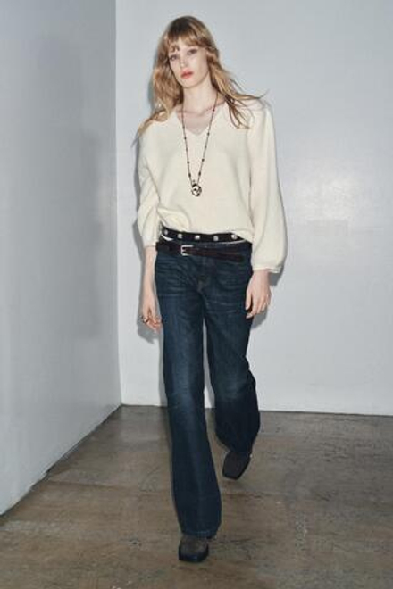 ZARA СВИТЕР С ОБЪЕМНЫМИ РУКАВАМИ ИЗ ШЕРСТИ, ЭКРЮ