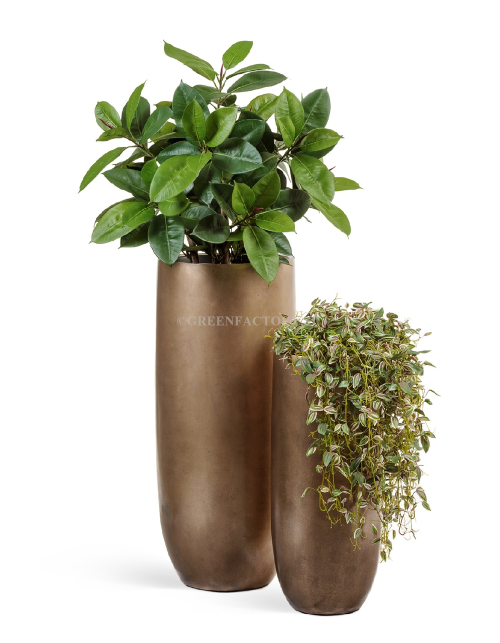 Кашпо TREEZ Effectory - Metal - Высокий округлый конус - Тёмное матовое золото