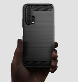 Чехол для Honor 20 (Honor 20S, 20 Pro, Huawei Nova 5T) цвет Black (черный), серия Carbon от Caseport