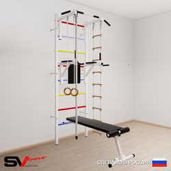 Шведская стенка Sv Sport 506 (Турник стандарт/Брусья/Скамья/Канат/Кольца/Лестница)