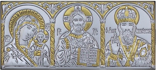 Спаситель, Казанская БМ, Николай Чудотворец, триптих, 46х101