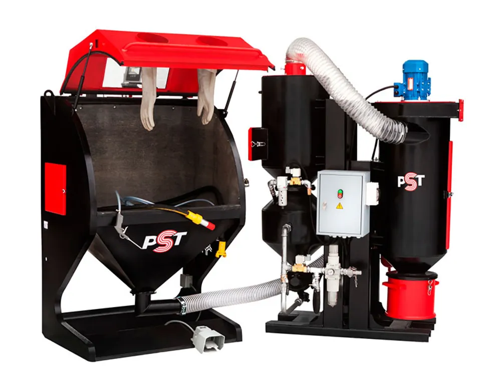 Пескоструйная камера PST КСО-110-Н-ФВР-М (4кВт) с фронтальной загрузкой