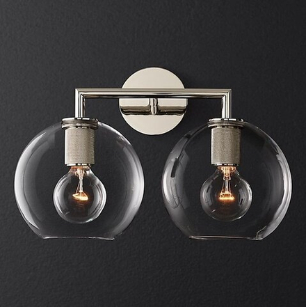 Бра Rh Utilitaire Globe Shade Double Sconce Silver By Imperiumloft